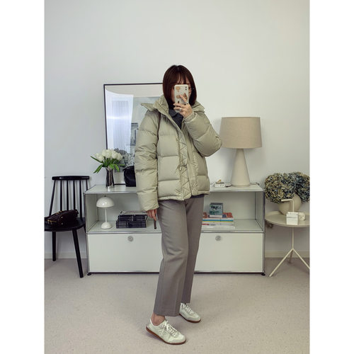 lu经典款小面包五格白鸭绒短款连帽羽绒服外套25秋冬新款【鸬鹚】