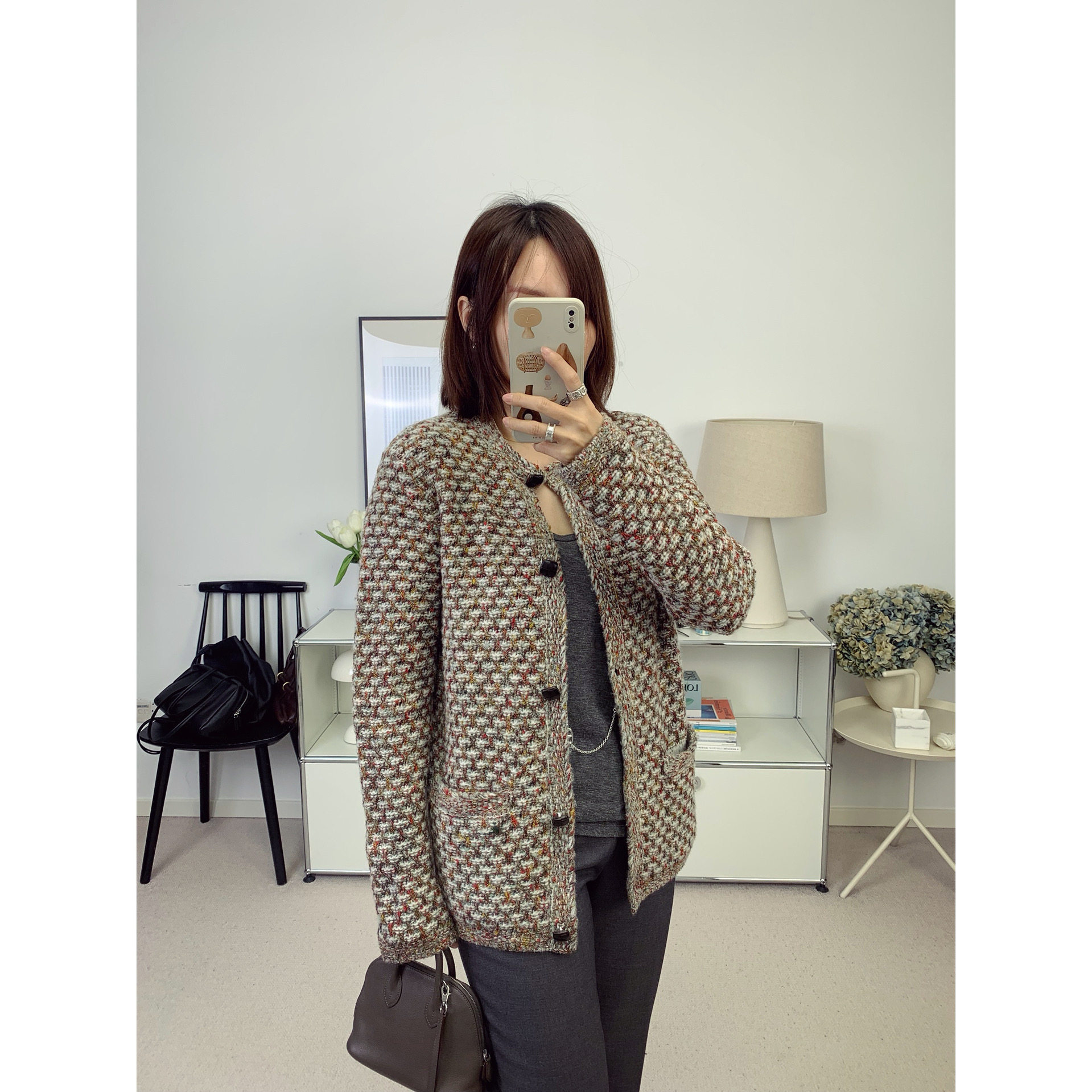 LP复古高级混色纱线菠萝针宽松牛皮扣针织开衫外套25秋冬新款鸬鹚,女装/女士精品,毛针织衫,淘宝优惠券,粉丝福利购,淘宝优惠卷