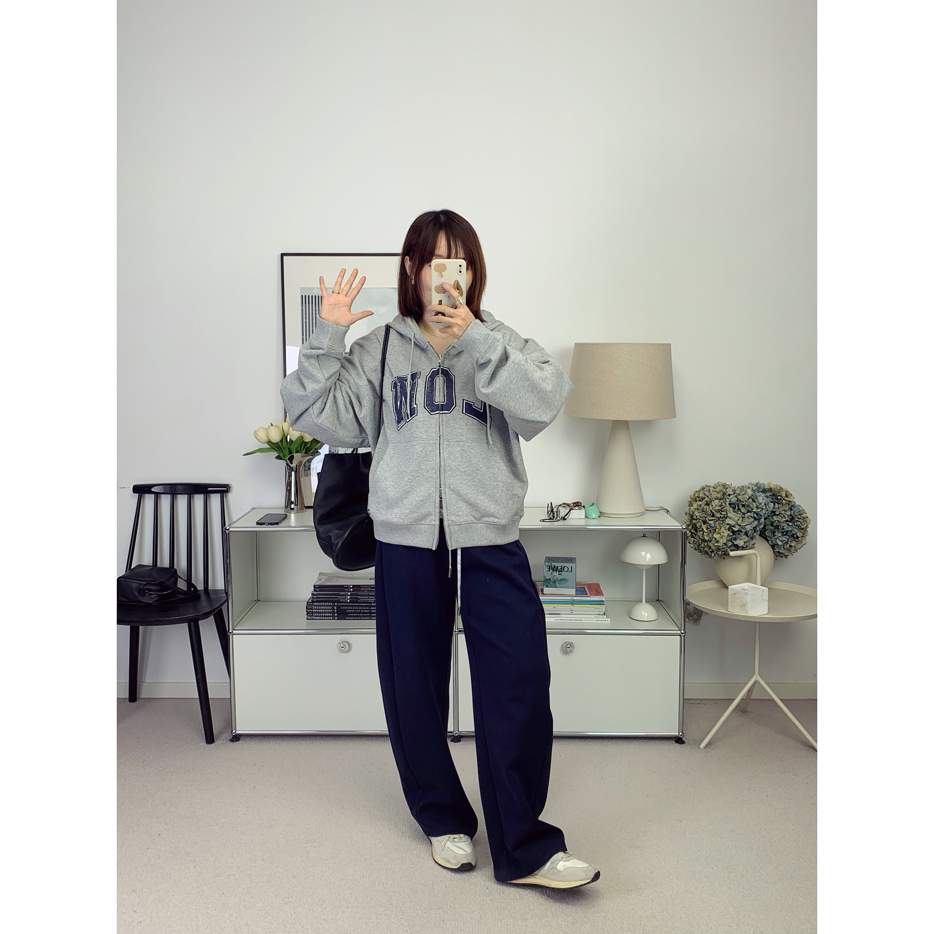 韩国L*c同款贴布字母美式复古风连帽拉链开身卫衣25秋冬新款鸬鹚