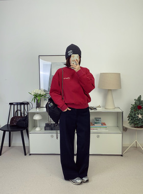 cherry圣诞新春限定款磨毛底抓绒有机棉祖母刺绣廓形卫衣25秋冬