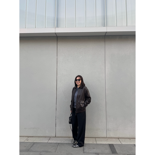 刘雯款深棕翻领工装羊皮皮衣+row棒球领黑色羊皮夹克26春夏新款