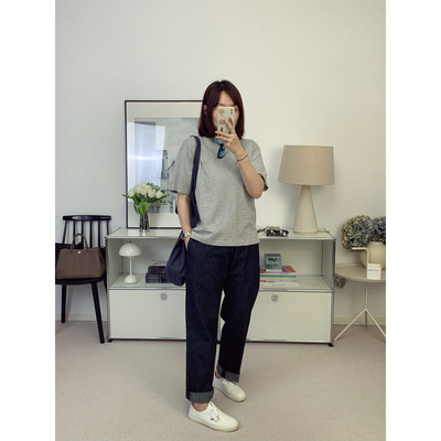 45家日系竹节棉透气感笑脸印花短袖T恤  26春夏新款【鸬鹚】