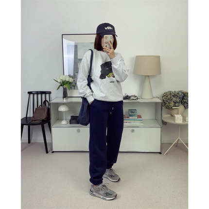 拉夫小马美式休闲宽松加绒厚实收口卫裤男女同款 25秋冬新款鸬鹚