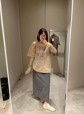 自线鸬鹚私服城市时髦水洗灰工装风轻薄休闲半裙26夏季新款鸬鹚