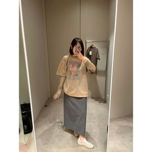 自线鸬鹚私服城市时髦水洗灰工装风轻薄休闲半裙26夏季新款鸬鹚