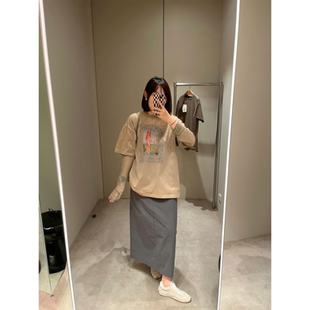 自线鸬鹚私服城市时髦水洗灰工装风轻薄休闲半裙26夏季新款鸬鹚