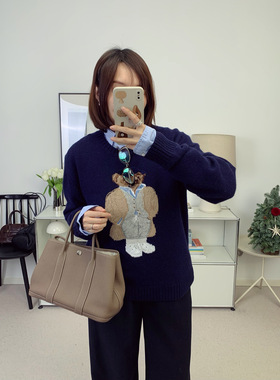 拉夫小熊毛衣！新年红重磅立体刺绣小熊毛衣针织衫26早春新款鸬鹚