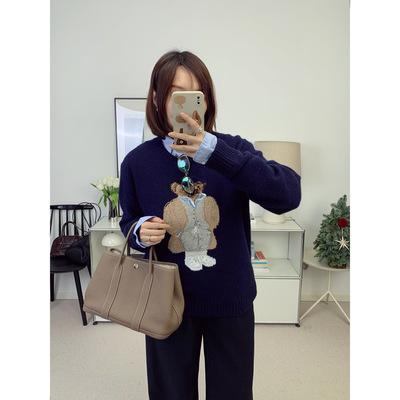 拉夫小熊毛衣！新年红重磅立体刺绣小熊毛衣针织衫26早春新款鸬鹚