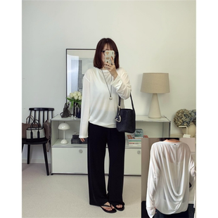 后背设计感！ 极简圆领宽松超薄透气长袖T恤防晒衫26夏新款鸬鹚