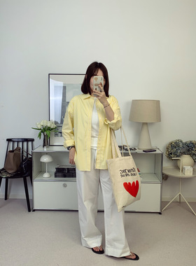 春天的明黄色！小马刺绣宽松版条纹棉衬衫 26春夏新款【鸬鹚】