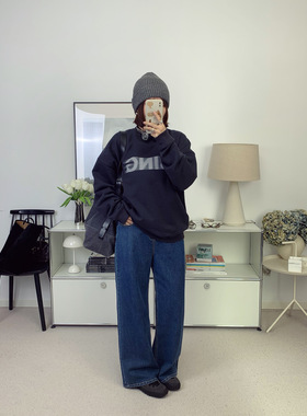 北欧风格AB复古印花字母宽松圆领卫衣25秋冬新款【鸬鹚】