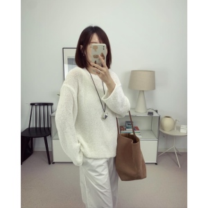 AB有机棉“呼吸感”慵懒镂空设计长袖针织上衣罩衫24秋冬新款鸬鹚