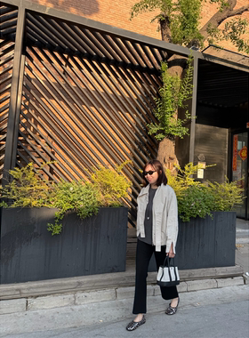 Cbk90年代弹力修身显瘦塑形罗马布微喇小黑裤26夏季新款【鸬鹚】