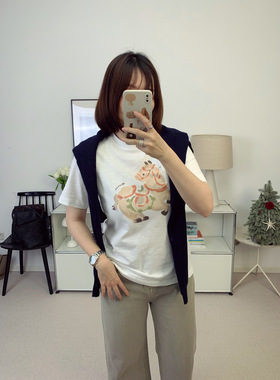 ed马年限定五花彩色马图腾印花短袖T恤   26春夏新款【鸬鹚】