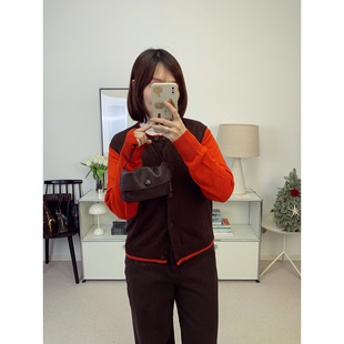 小众复古撞色设计假两件丝光羊毛针织开衫26春夏新款【鸬鹚】