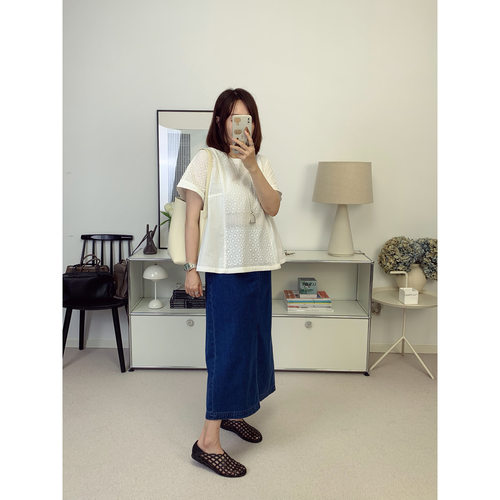 法式重工刺绣钩花镂空高密匹马棉解构小飞袖上衣26夏新款【鸬鹚】
