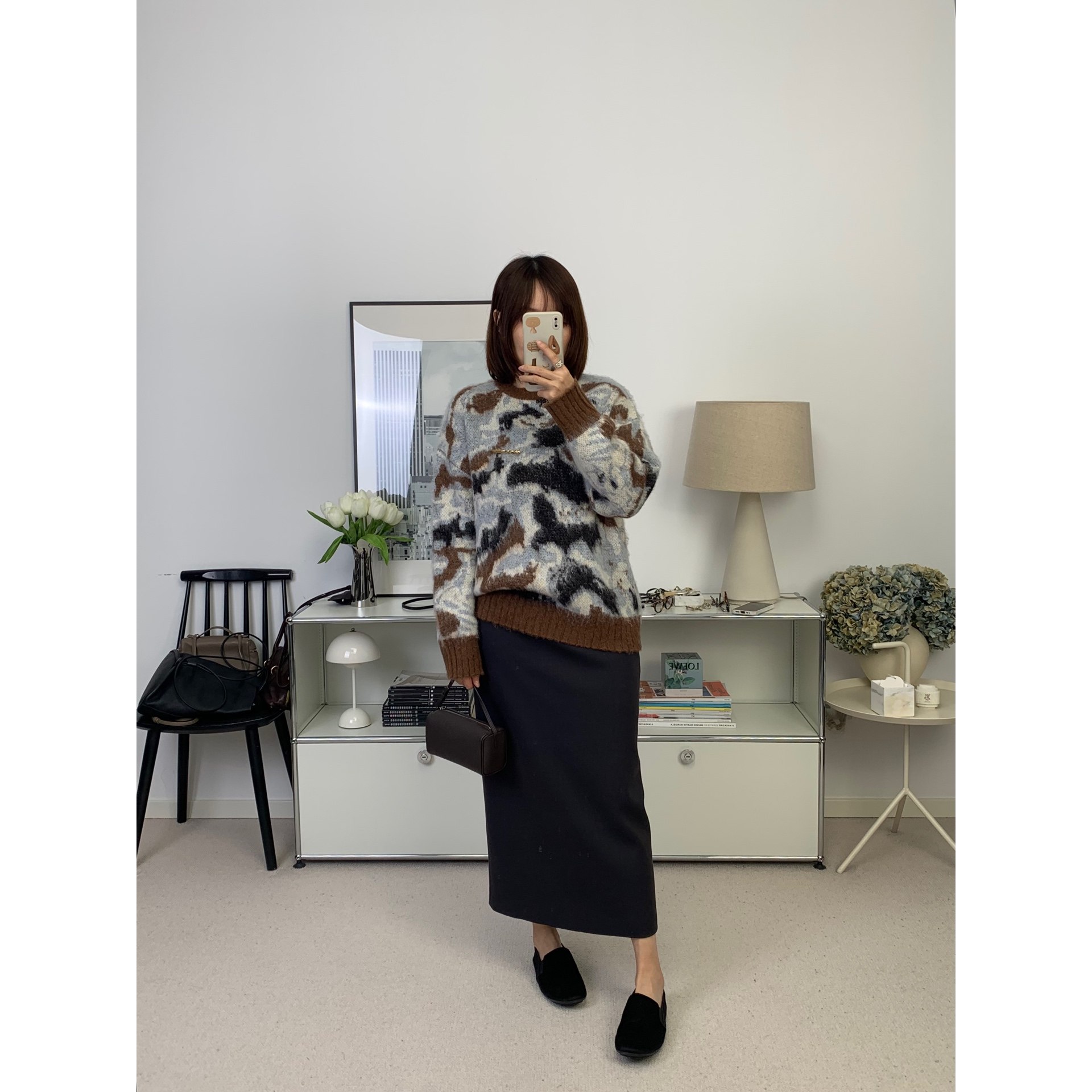 FAB慵懒风豹纹提花马海毛混纺圆领针织衫毛衣 25秋冬新款【鸬鹚】