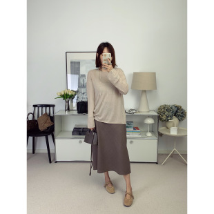 鸬鹚私服精致通勤族精纺羊毛垂坠遮胯A字中长半裙 鸬鹚 25秋冬新款