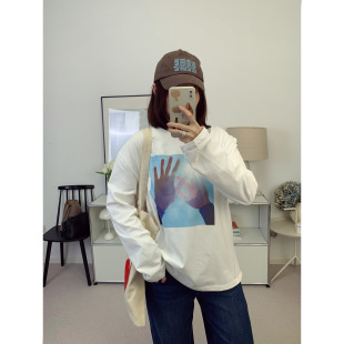 鸬鹚 26春夏新款 短袖 js法系小众清洗文艺风印花圆领T恤长袖