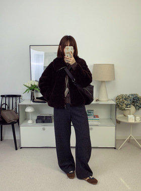 口碑皮毛一体！羊羔毛拉链大翻领皮草外套25秋冬新款【鸬鹚】