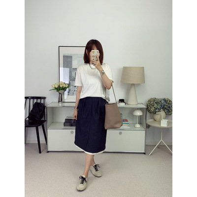 自线鸬鹚私服灰色精仿羊毛叠褶露边花苞半裙25早秋新款【鸬鹚】