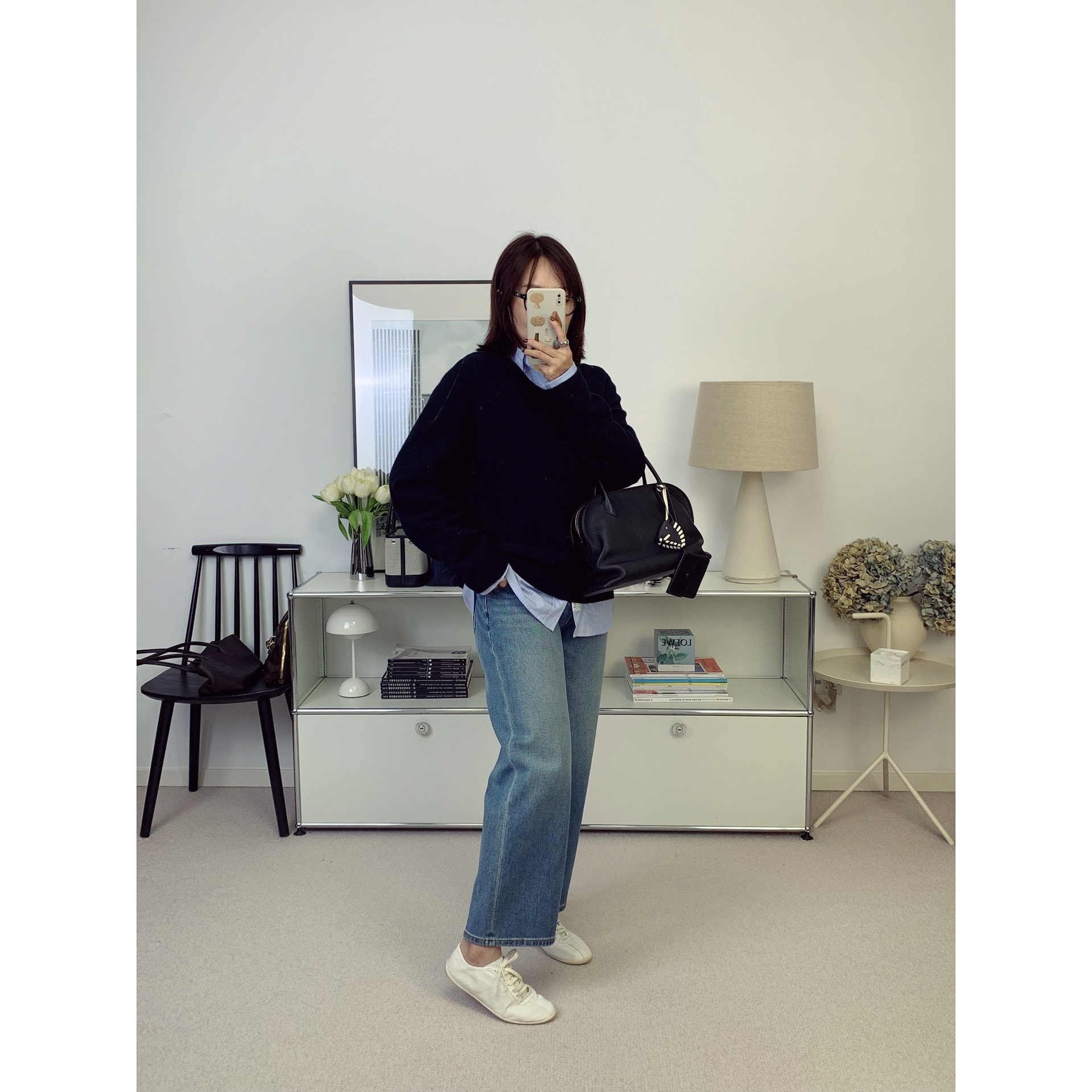 自线鸬鹚私服四面弹复古水洗蓝九分直筒牛仔裤26秋季新款【鸬鹚】