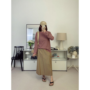 ep多巴胺撞色条纹汉麻柔软天丝长袖T恤防晒衫 26春夏新款【鸬鹚】