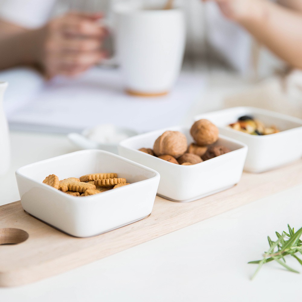 SY modern housewife creative rubber wooden tray ceramic flavor dish