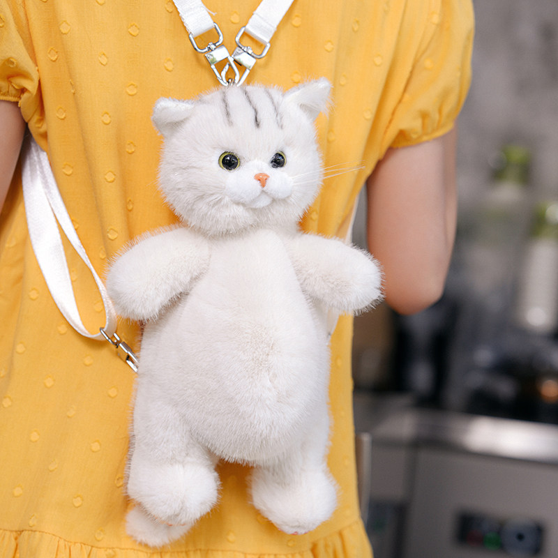 参照物仿真猫咪背包双肩可爱毛绒英短送女朋友女孩生日创意礼物