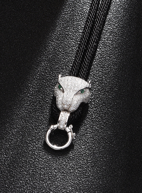 原创豹头吊坠挂绳男高档玉绳翡翠绳高货绳挂件绳项链绳毛衣链女