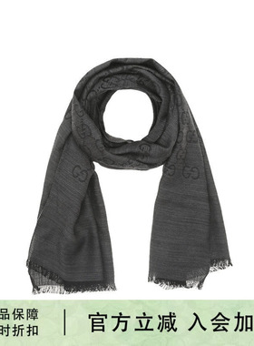 GUCCI双G双面织花女士围巾165904 3G646羊毛赠信封礼袋