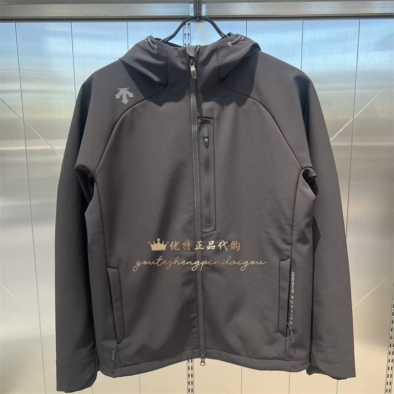 DESCENTE迪桑特2024秋季抓绒防泼水外套男子跑步连帽梭织夹克上衣