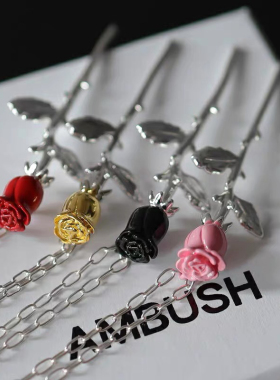 AMBUSH黄铜瓜子链男女玫瑰花项链