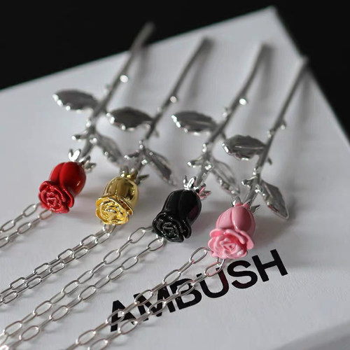 AMBUSH黄铜瓜子链男女玫瑰花项链