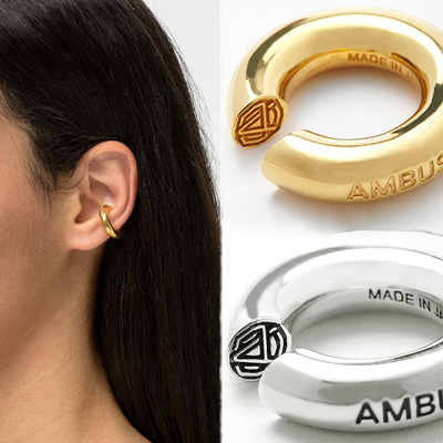 AMBUSH黄铜男女圆形无耳洞耳环