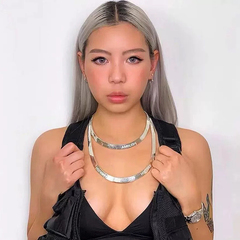 AMBUSH联名款项链钛钢潮流刀片链蛇骨链男女嘻哈电镀刻字英文LOGO