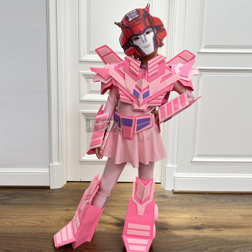 女童万圣节环保走秀 粉色机甲 变形金刚艾丽塔 机器人立体铠甲cos