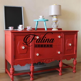 饰柜子 轻奢餐边柜雕花装 法式 复古实木玄关柜入户靠墙斗柜边柜美式