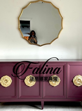 美式轻奢时尚玄关柜实木雕刻入户门厅靠墙餐边柜法式简约储物边柜