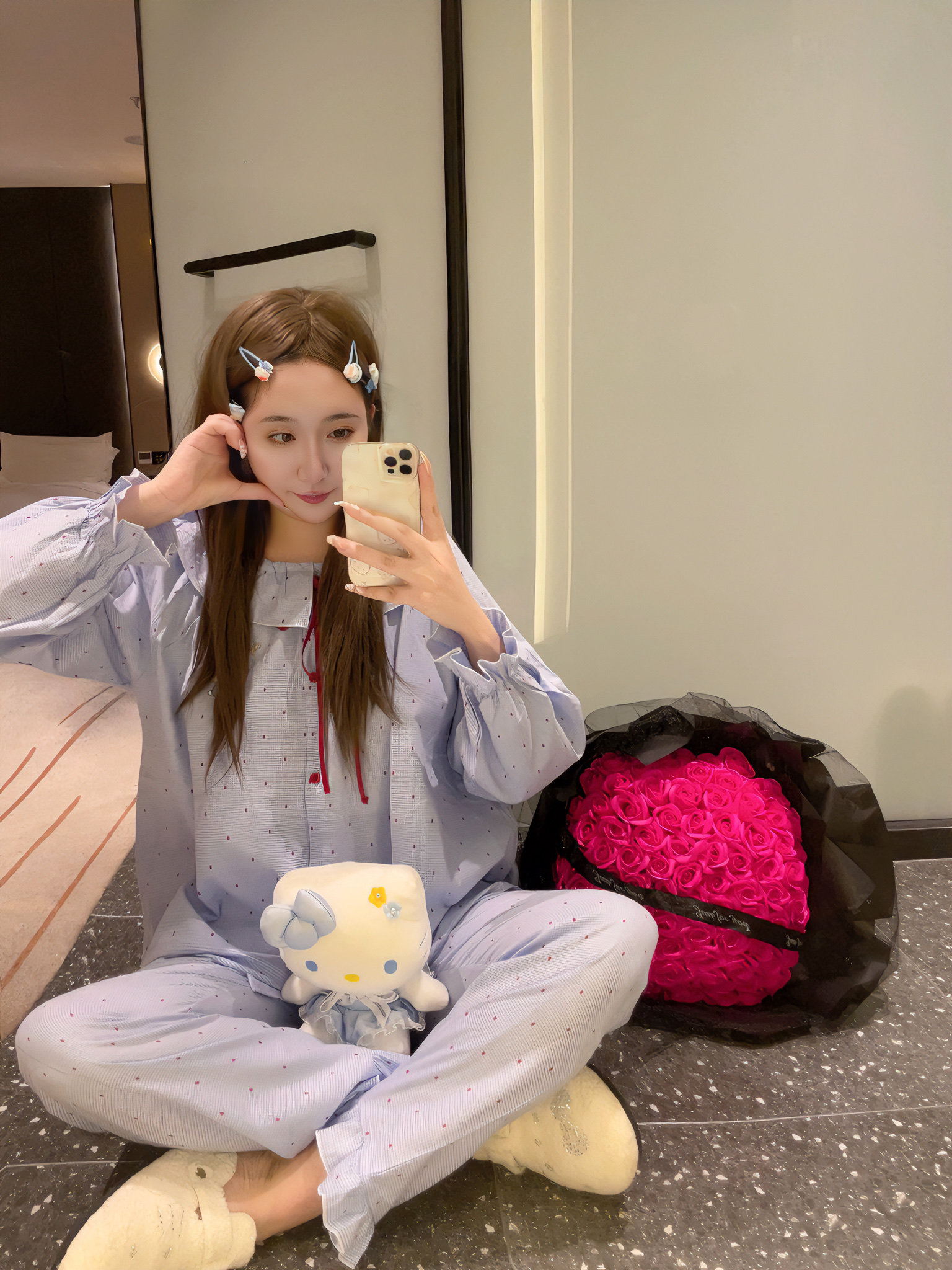 喵喵酱【波点kt】睡衣女春秋款抗静电可爱少女纯棉家居服两件套