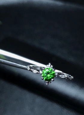 realtreasure轻奢戒指  简约来袭 925银天然透辉石戒指 活口