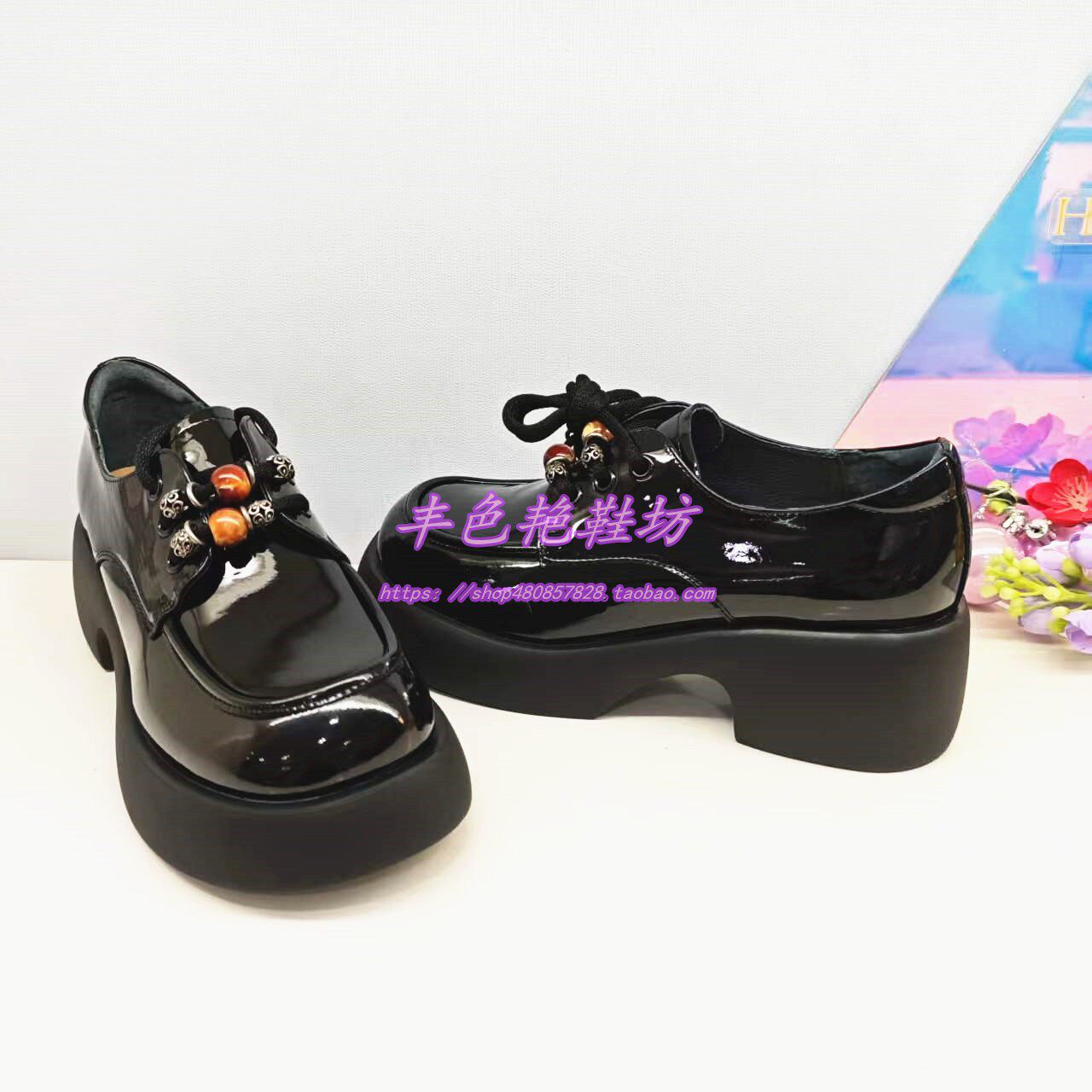 KS261807卡迪娜专柜正品2026春新款厚底漆面系带舒适乐福鞋女鞋