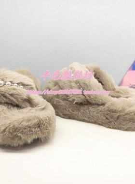 KM263502卡迪娜专柜正品2025新厚底百搭外穿居家毛毛拖一字拖