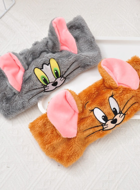 正版猫和老鼠毛绒发带汤姆猫可爱洗漱发箍头饰女发饰卸妆洗脸束发