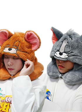 正版猫和老鼠u型枕带帽旅行护颈枕办公室趴睡枕沙发头枕生日礼物
