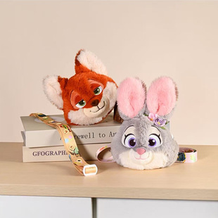 迪士尼正版授权疯狂动物城朱迪尼克春日花花痛带斜挎包毛绒公仔包