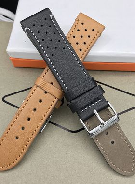 Hugo Boss真皮表带头层牛皮黑色棕色针扣透气22MM男手表配件