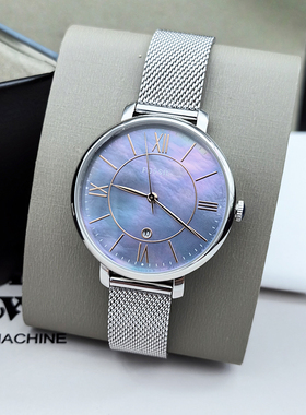 FOSSIL手表不锈钢网状表带蓝色贝母面简约时尚石英表防水女表