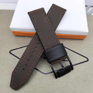 现货FOSSIL表带啡色真皮22MM厚款适合FS4656FS5586FS4682手表配件