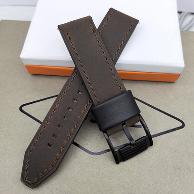 Fossil真皮表带22MM疯马皮偏厚